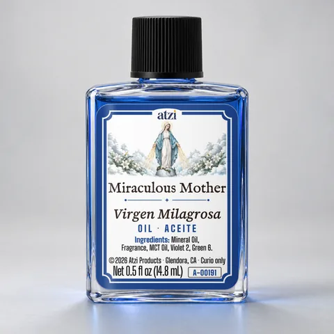 Aceite espiritual Virgen Milagrosa, frasco de ½ onza líquida