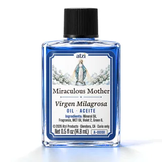 Aceite espiritual Virgen Milagrosa, frasco de ½ onza líquida