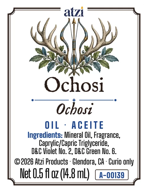 Etiqueta frontal del aceite espiritual Ochosi