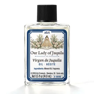 Aceite espiritual Virgen de Juquila, frasco de ½ onza líquida