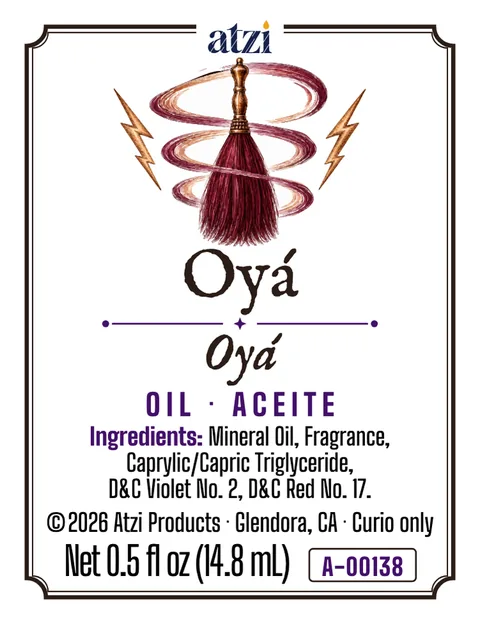 Front label of Oyá spiritual oil