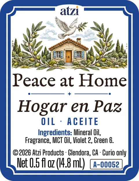 Front label of Peace at Home spiritual oil