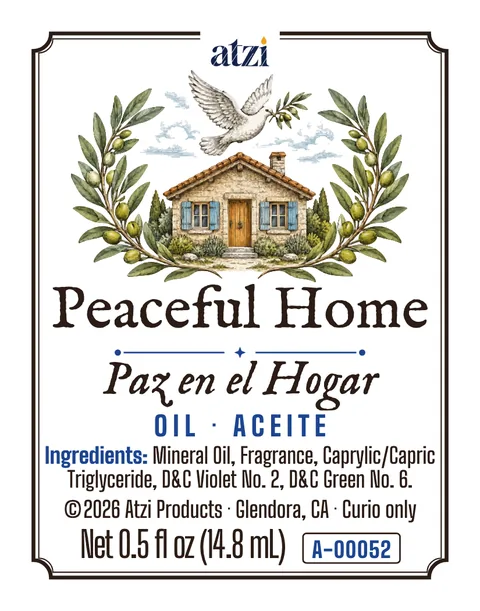 Front label of Peaceful Home spiritual oil