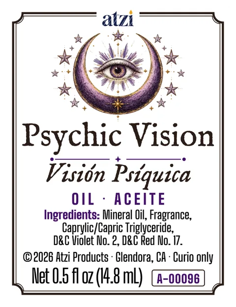 Etiqueta frontal del aceite espiritual Visión Psíquica