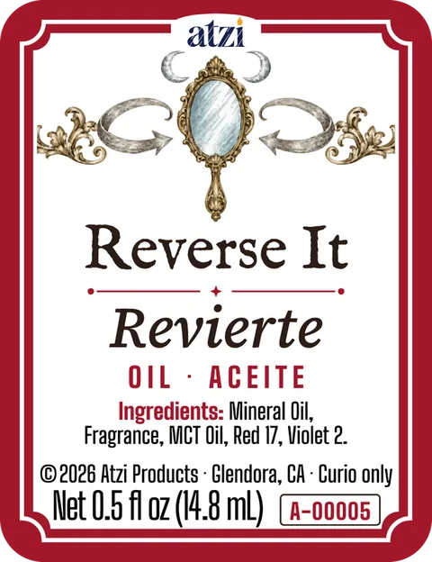 Etiqueta frontal del aceite espiritual Revierte