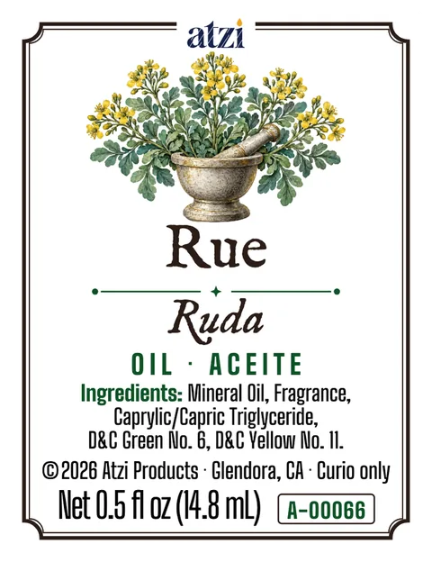 Front label of Rue spiritual oil