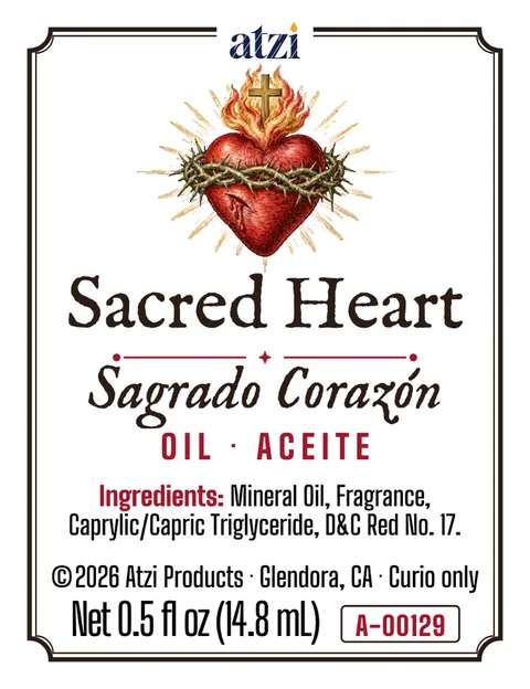 Front label of Sacred Heart spiritual oil