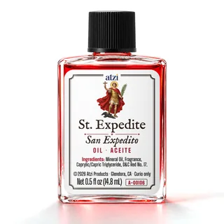 Aceite espiritual San Expedito, frasco de ½ onza líquida