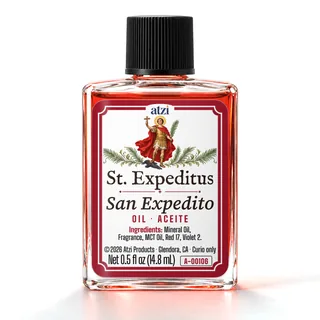 Aceite espiritual San Expedito, frasco de ½ onza líquida