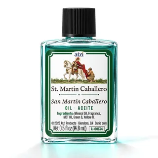 Aceite espiritual San Martín Caballero, frasco de ½ onza líquida