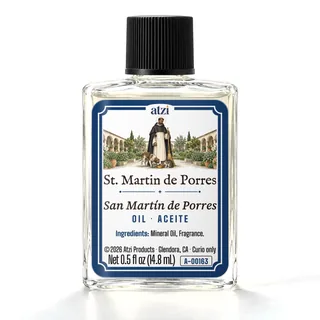 Aceite espiritual San Martín de Porres, frasco de ½ onza líquida