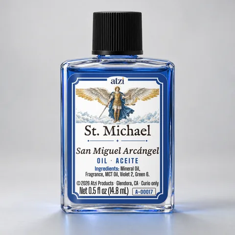 Aceite espiritual San Miguel Arcángel, frasco de ½ onza líquida