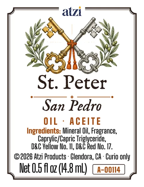 Front label of St. Peter spiritual oil