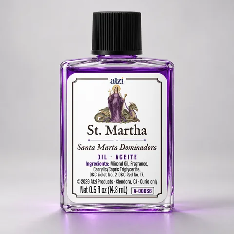 Aceite espiritual Santa Marta Dominadora, frasco de ½ onza líquida