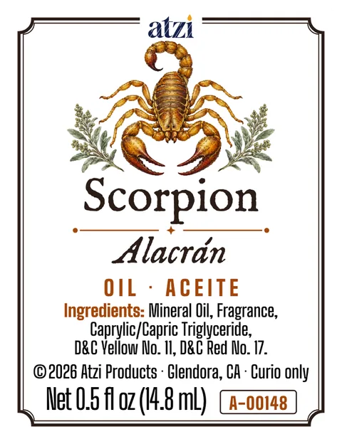 Etiqueta frontal del aceite espiritual Alacrán