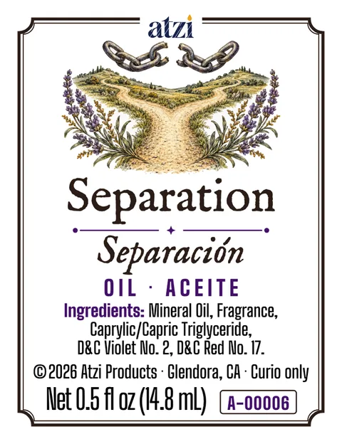 Etiqueta frontal del aceite espiritual Separación