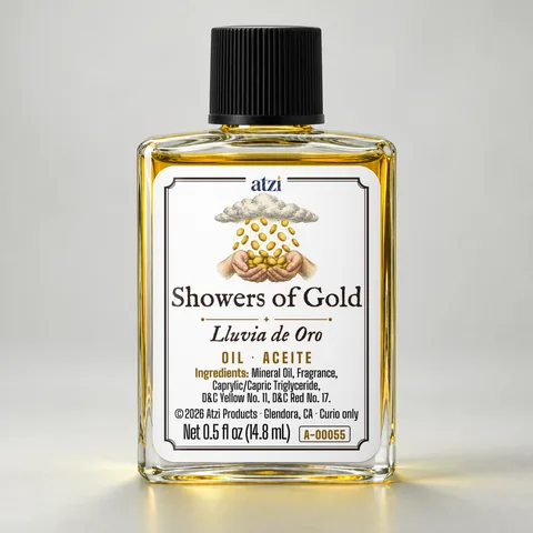 Aceite espiritual Lluvia de Oro, frasco de ½ onza líquida