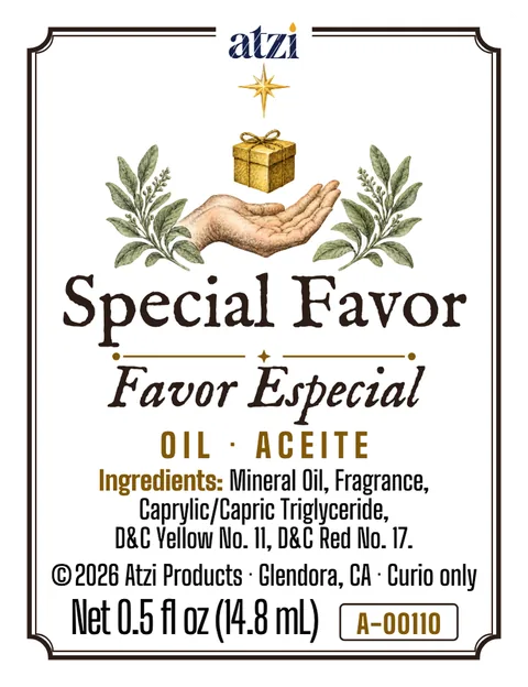 Front label of Special Favor spiritual oil