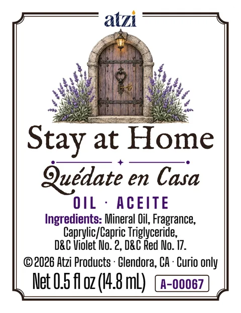 Etiqueta frontal del aceite espiritual Quédate en Casa