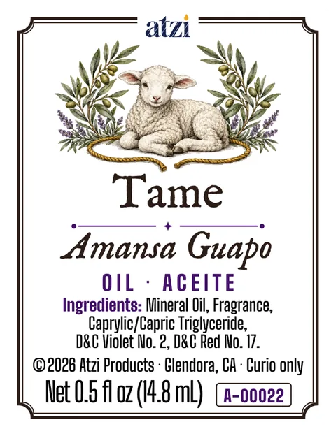 Front label of Tame spiritual oil