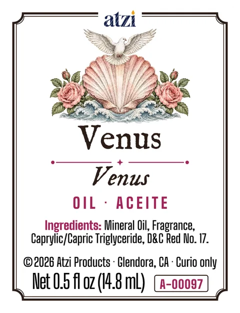 Etiqueta frontal del aceite espiritual Venus