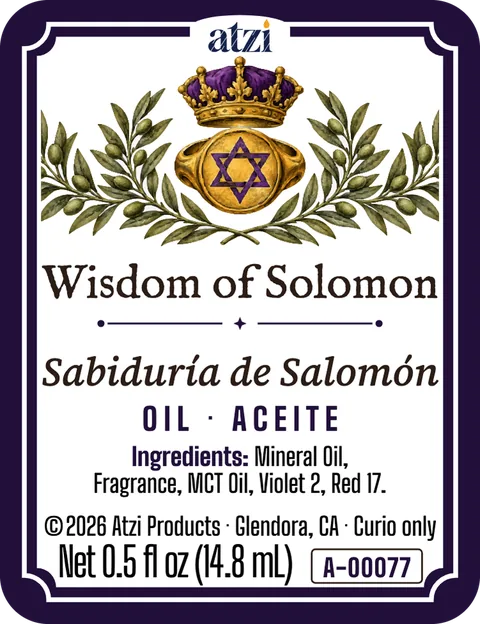 Etiqueta frontal del aceite espiritual Sabiduría de Salomón