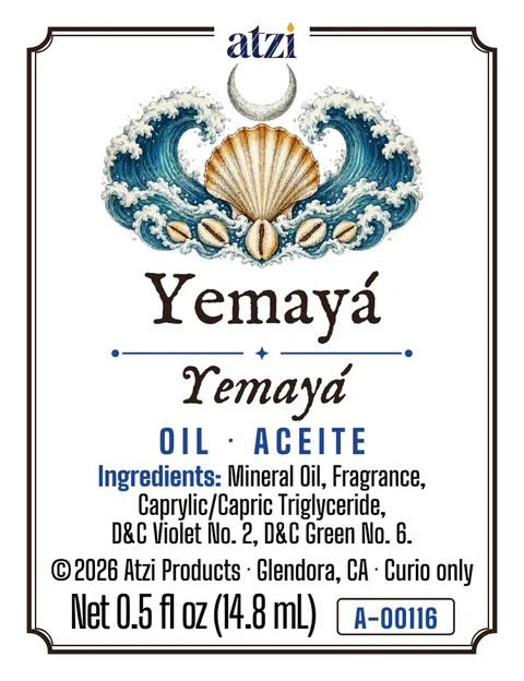 Front label of Yemayá spiritual oil