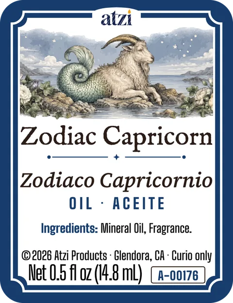 Front label of Zodiac Capricorn spiritual oil