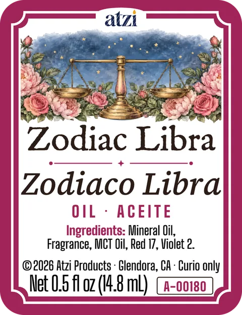 Front label of Zodiac Libra spiritual oil